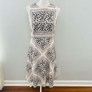 Anthropologie Mignon Doo Manon A-Line Leopard Print Midi Dress Size Small